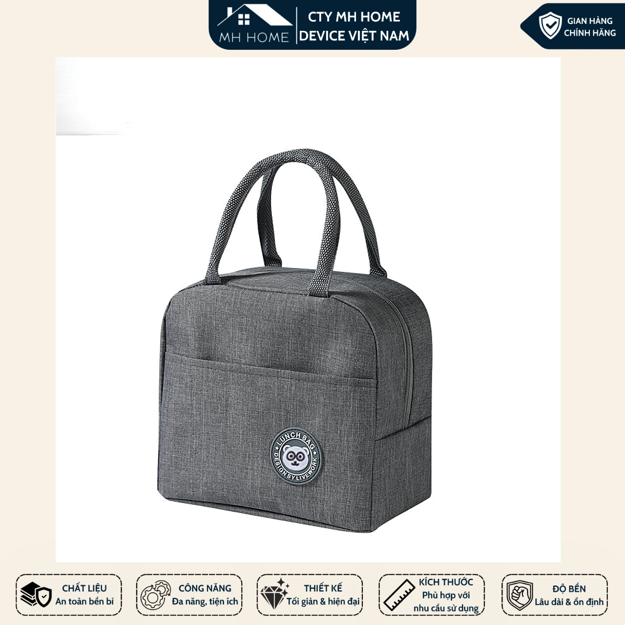 Túi Đựng Hộp Cơm Giữ Nhiệt Cao Cấp Lunch Bag Chống Thấm Nước  CHO DÂN VĂN PHÒNG- MH HOME